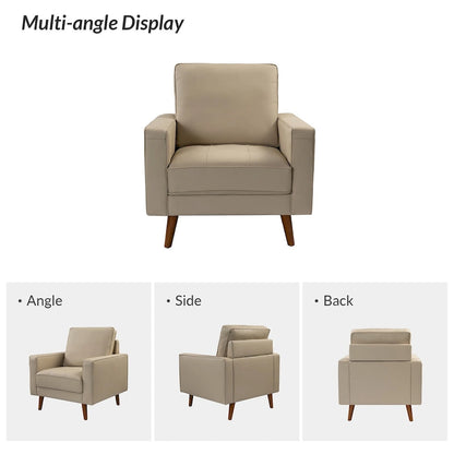 Elizabeth Mid-century Genuine Leather Arm Chair Set of 2 by HULALA HOME