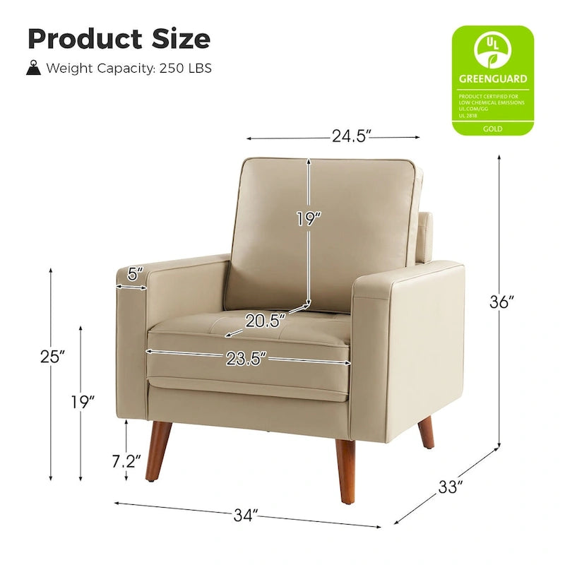 Elizabeth Mid-century Genuine Leather Arm Chair Set of 2 by HULALA HOME