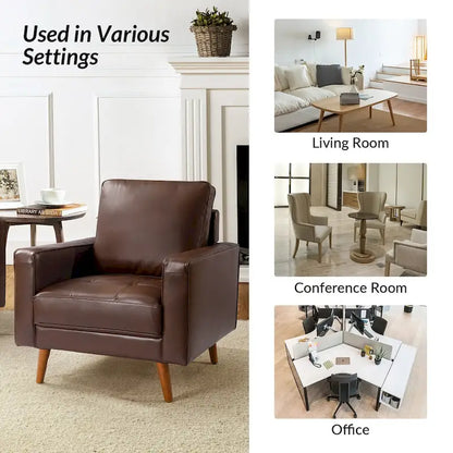 Elizabeth Mid-century Genuine Leather Arm Chair Set of 2 by HULALA HOME