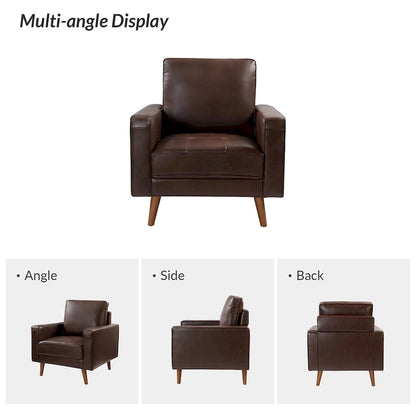 Elizabeth Mid-century Genuine Leather Arm Chair Set of 2 by HULALA HOME