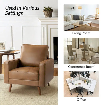 Elizabeth Mid-century Genuine Leather Arm Chair Set of 2 by HULALA HOME