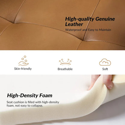 Elizabeth Mid-century Genuine Leather Arm Chair Set of 2 by HULALA HOME