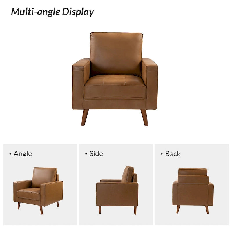 Elizabeth Mid-century Genuine Leather Arm Chair Set of 2 by HULALA HOME