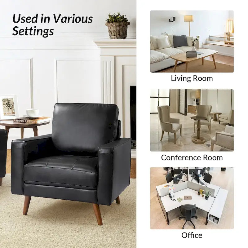 Elizabeth Mid-century Genuine Leather Arm Chair Set of 2 by HULALA HOME