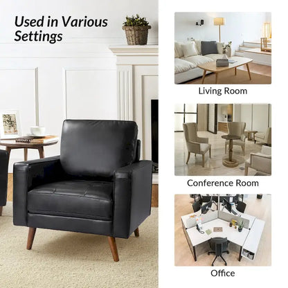 Elizabeth Mid-century Genuine Leather Arm Chair Set of 2 by HULALA HOME