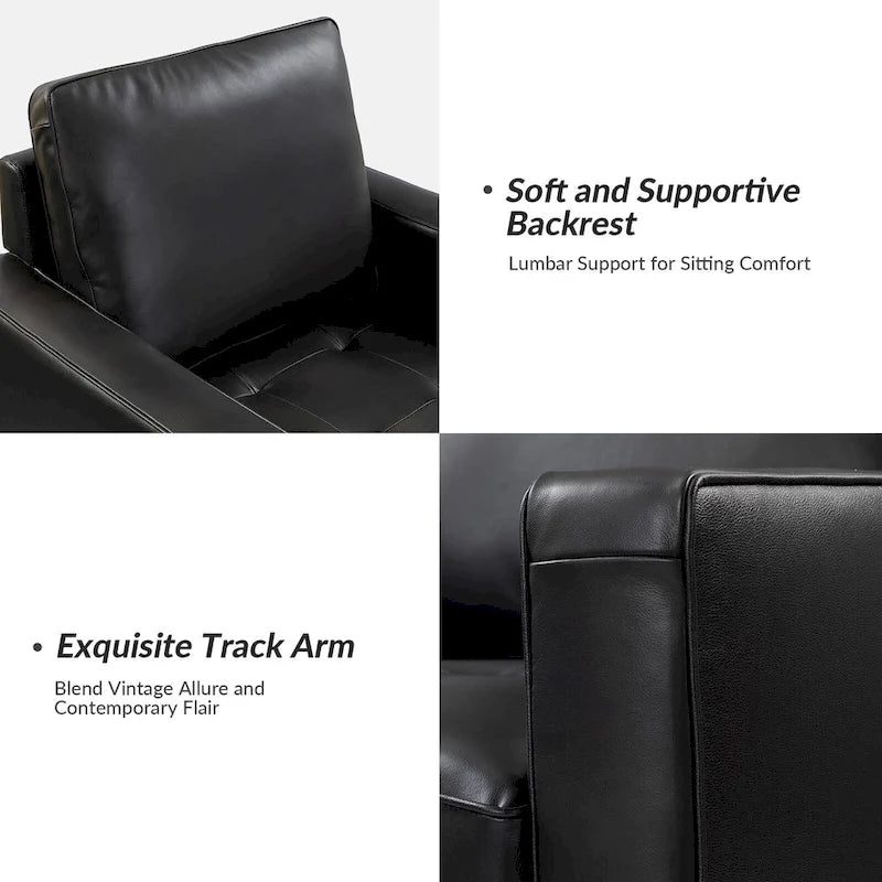 Elizabeth Mid-century Genuine Leather Arm Chair Set of 2 by HULALA HOME