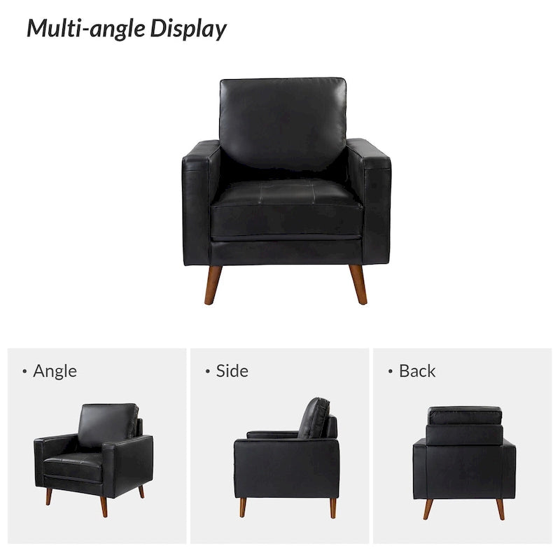 Elizabeth Mid-century Genuine Leather Arm Chair Set of 2 by HULALA HOME