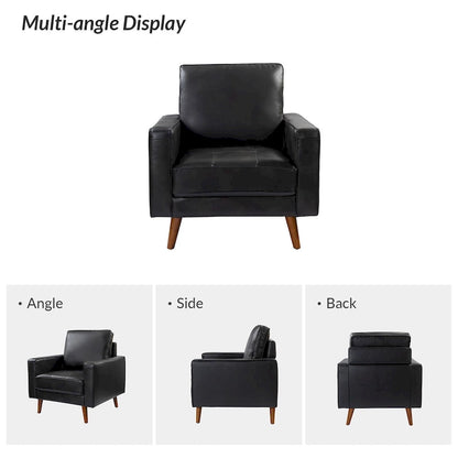 Elizabeth Mid-century Genuine Leather Arm Chair Set of 2 by HULALA HOME