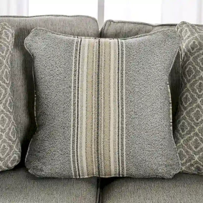 Ruwa Transitional Grey Fabric Sofa with Accent Pillows by Furniture of America