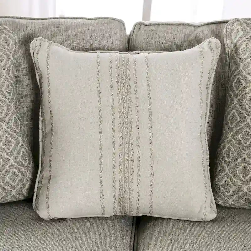 Ruwa Transitional Grey Fabric Sofa with Accent Pillows by Furniture of America