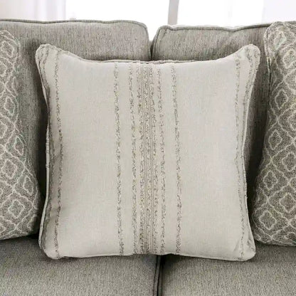 Ruwa Transitional Grey Fabric Sofa with Accent Pillows by Furniture of America