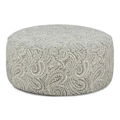 Restian Transitional Ivory Chenille Paisley Print Cocktail Ottoman by Furniture of America