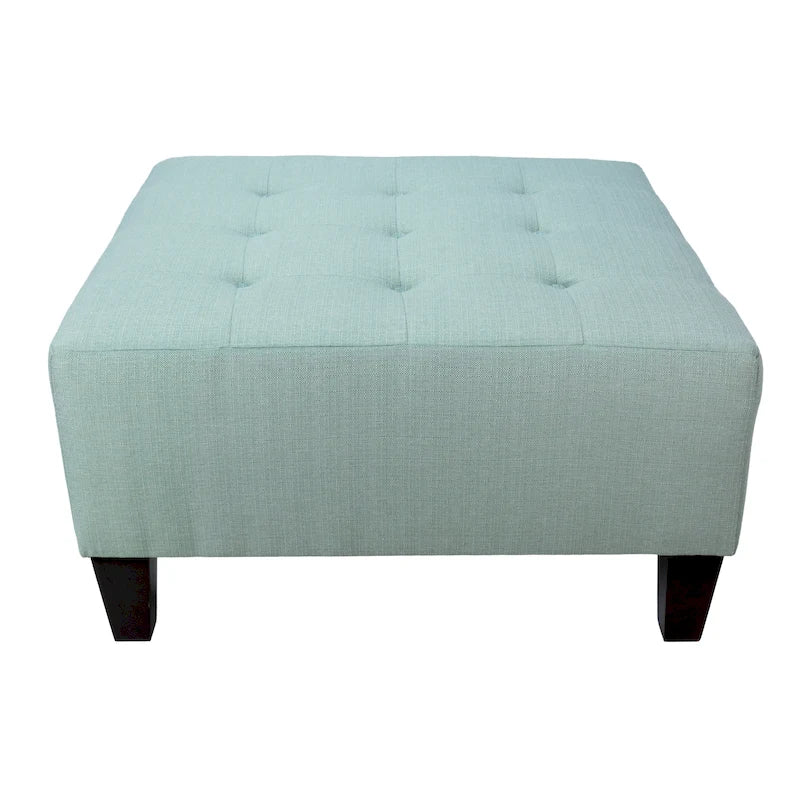 MJL Furniture MAX Button Tufted Upholstered Square Blue Ottoman