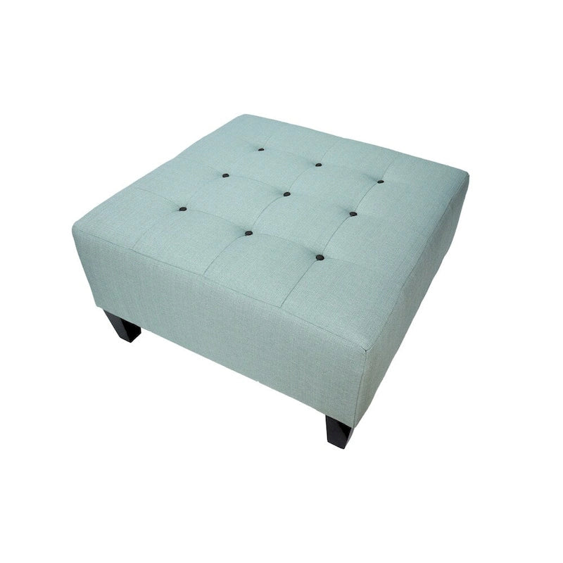 MJL Furniture MAX Button Tufted Upholstered Square Blue Ottoman