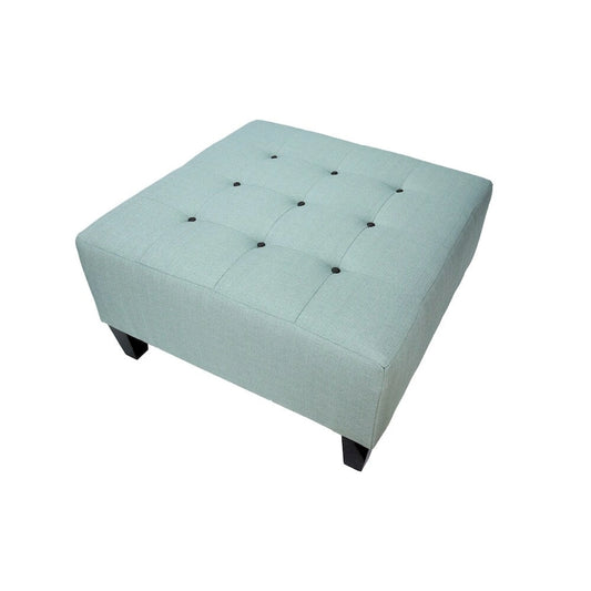 MJL Furniture MAX Button Tufted Upholstered Square Blue Ottoman