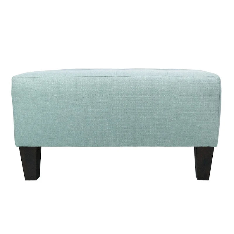 MJL Furniture MAX Button Tufted Upholstered Square Blue Ottoman