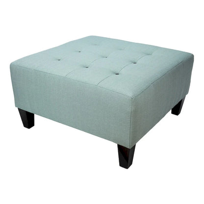 MJL Furniture MAX Button Tufted Upholstered Square Blue Ottoman