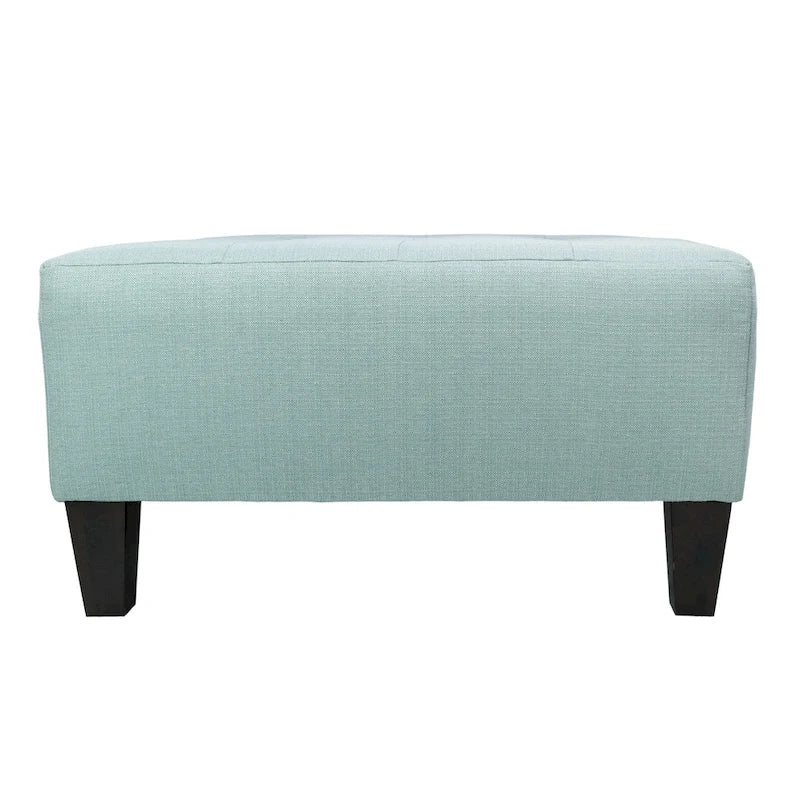 MJL Furniture MAX Button Tufted Upholstered Square Blue Ottoman
