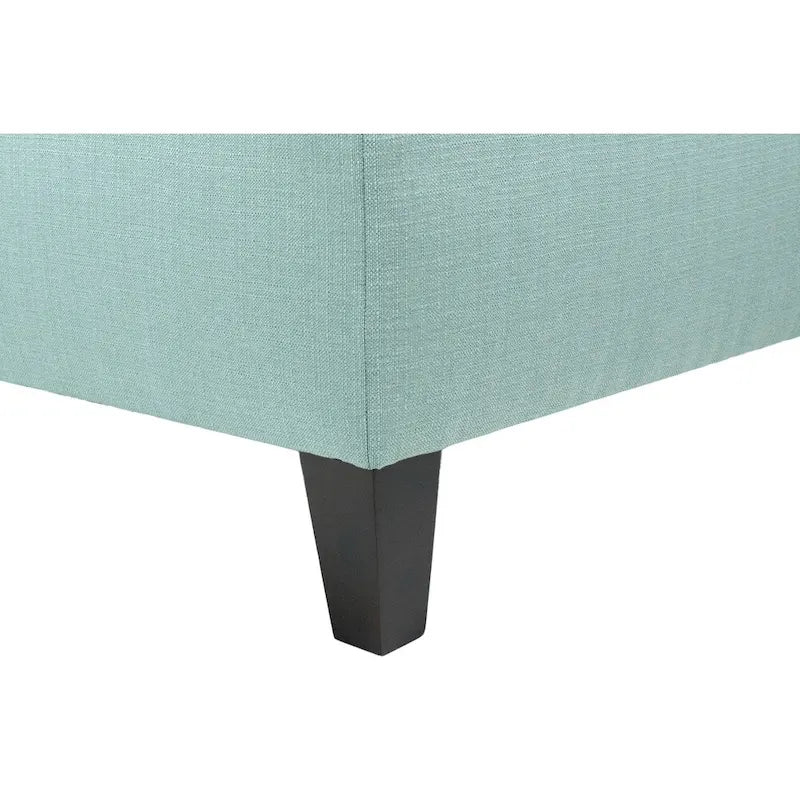 MJL Furniture MAX Button Tufted Upholstered Square Blue Ottoman