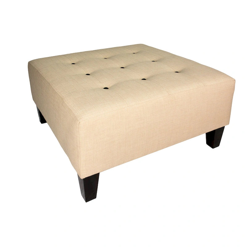 MJL Furniture MAX Button Tufted Upholstered Square Blue Ottoman