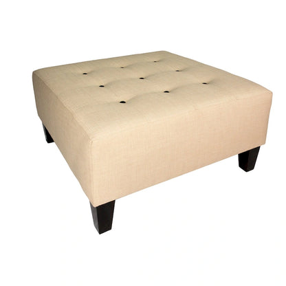 MJL Furniture MAX Button Tufted Upholstered Square Blue Ottoman