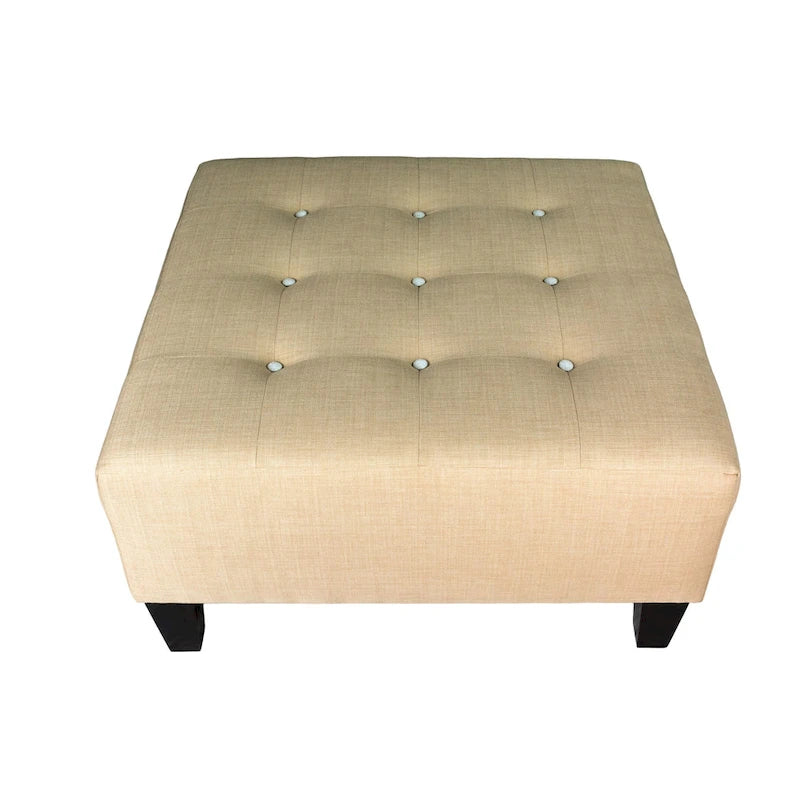MJL Furniture MAX Button Tufted Upholstered Square Blue Ottoman