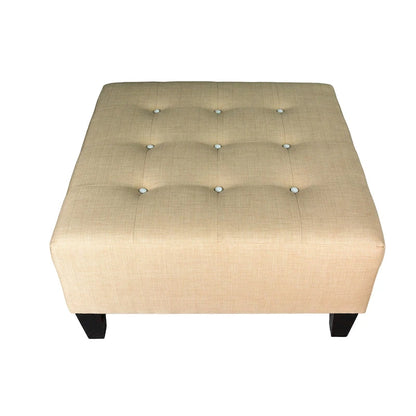 MJL Furniture MAX Button Tufted Upholstered Square Blue Ottoman