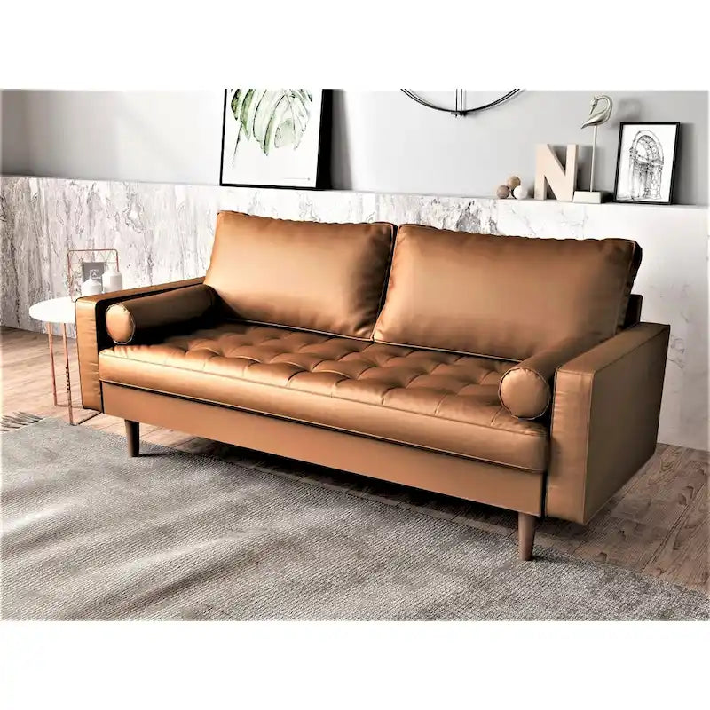 Wilson Faux Leather Mid-century Modern Loveseat