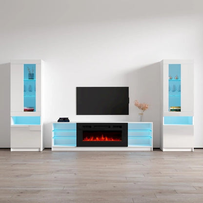Boston 01 Electric Fireplace Modern Wall Unit Entertainment Center