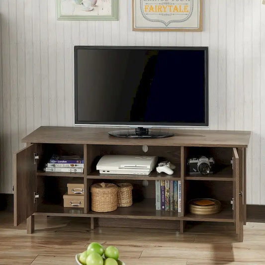 Rogan Transitional Distressed Walnut 48-inch 6-Shelf TV Console by Carbon Loft