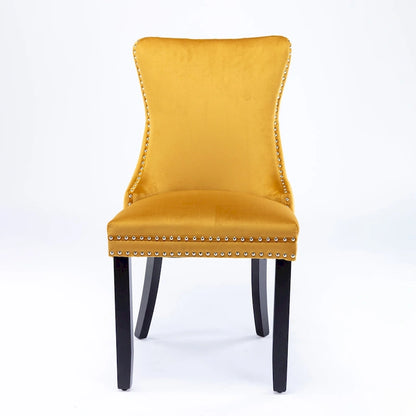 Wing-Back Dining Chair with Backstitching Nailhead Trim