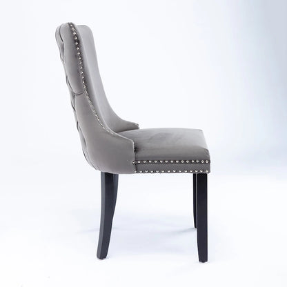 Wing-Back Dining Chair with Backstitching Nailhead Trim