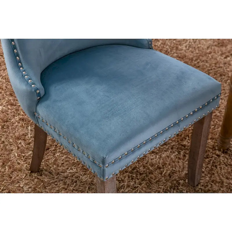 Wing-Back Dining Chair with Backstitching Nailhead Trim