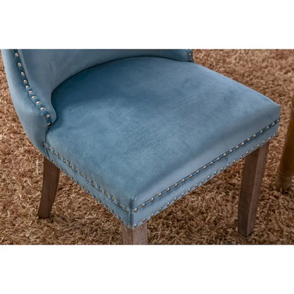 Wing-Back Dining Chair with Backstitching Nailhead Trim