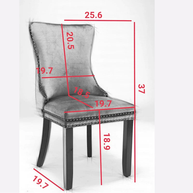 Wing-Back Dining Chair with Backstitching Nailhead Trim