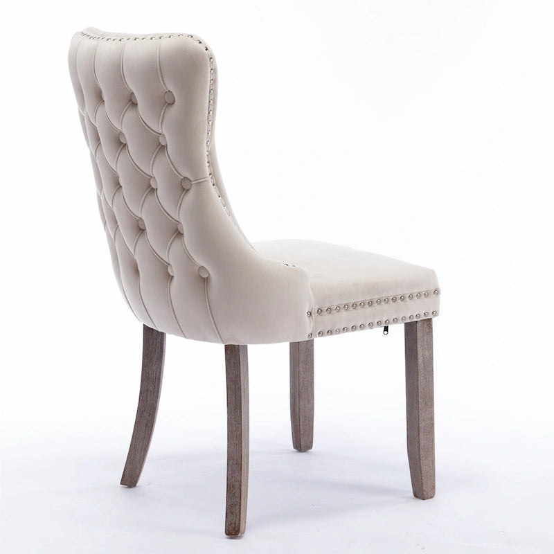 Wing-Back Dining Chair with Backstitching Nailhead Trim