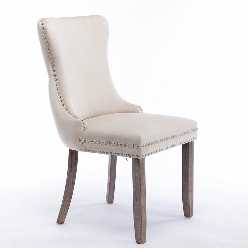 Wing-Back Dining Chair with Backstitching Nailhead Trim