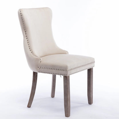 Wing-Back Dining Chair with Backstitching Nailhead Trim
