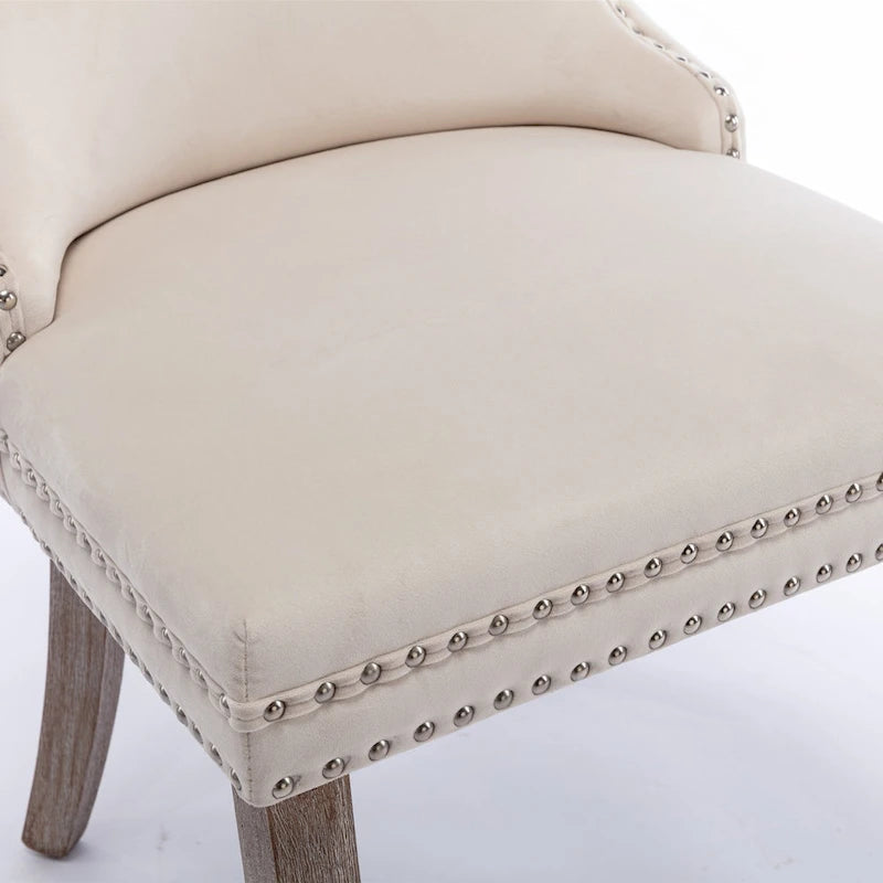 Wing-Back Dining Chair with Backstitching Nailhead Trim