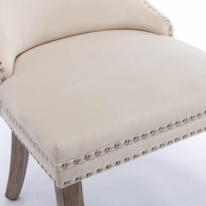 Wing-Back Dining Chair with Backstitching Nailhead Trim