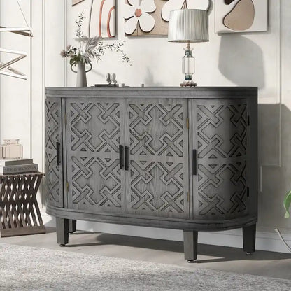 Sideboard Wooden Cabinet with Antique Pattern Doors