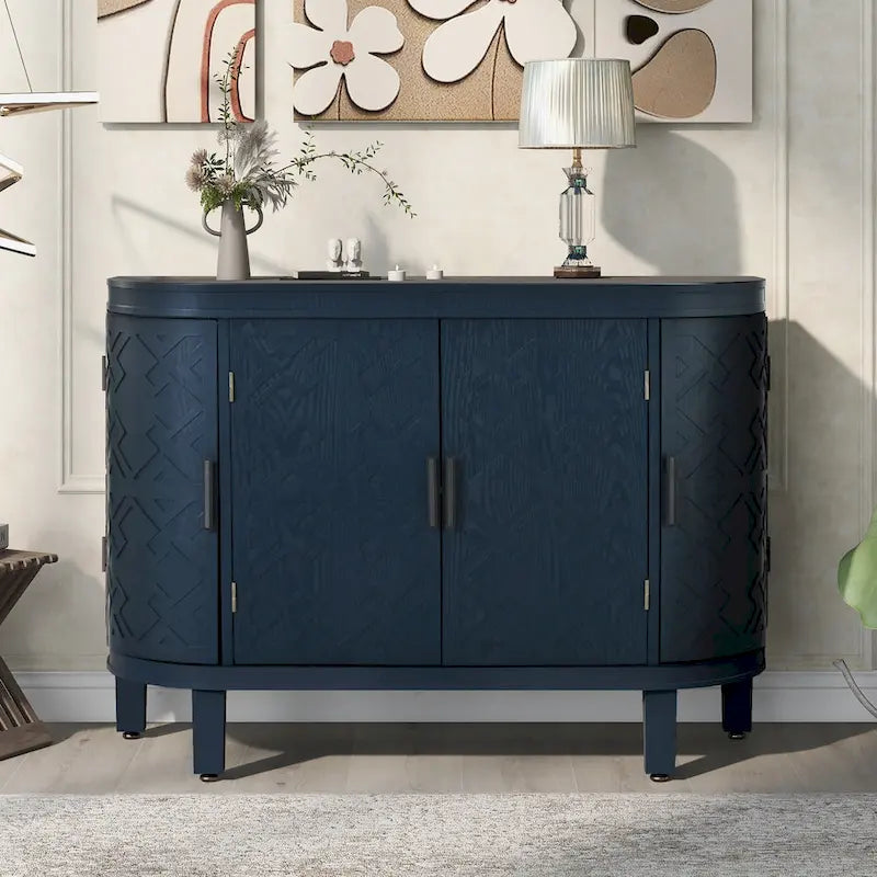Sideboard Wooden Cabinet with Antique Pattern Doors