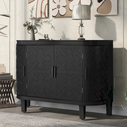 Sideboard Wooden Cabinet with Antique Pattern Doors