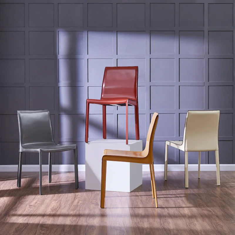 Gervin Recycled Leather Chair,Set of 2