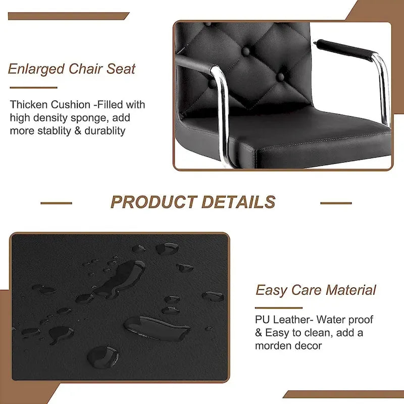 Javlergo Set of 2 Bar Stools Adjustable Swivel PU Leather Barstools with Arm and Back