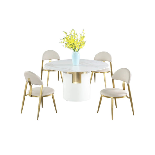 Somette Kona Marbleized Dining Set with Taupe and Gold Chairs