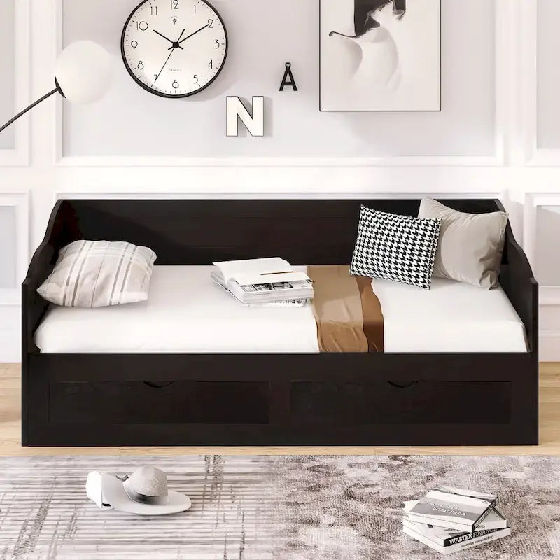 Wooden Daybed with Trundle Bed