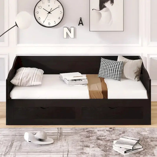 Wooden Daybed with Trundle Bed