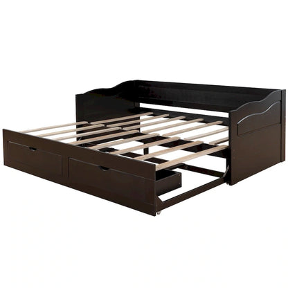 Wooden Daybed with Trundle Bed