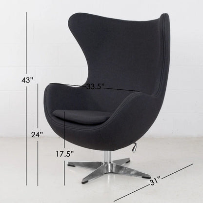 Mid-Century Modern Wool Fabric Tilt Swivel Lounge Chair